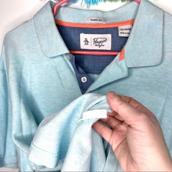 Penguin Men’s Light Blue Pull On Collared Polo Sleeve Shirt Size Extra Large - Picture 5 of 11